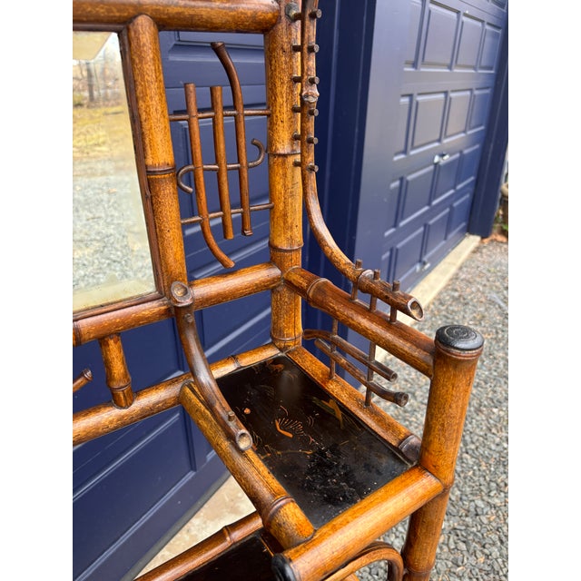 Chinoiserie Bamboo Etagere With Pagoda Top and Chinoiserie Panels, 19th Century For Sale - Image 3 of 18