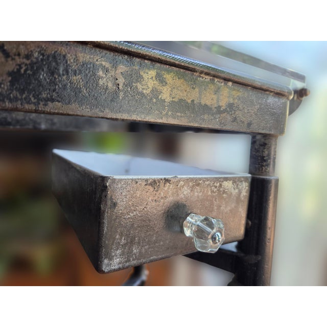 Mid-Century Modern 1940's Industrial Steel Welding Workstation Rolling Cart With Swing-Arm Bins For Sale - Image 3 of 15