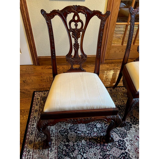 Wood (6) Maitland-Smith Philadelphia Upholstered Dining Chair For Sale - Image 7 of 8