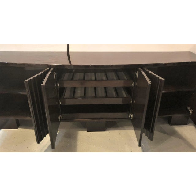 Palatial Pace Collection Wavy Front Mahogany Lacquered Credenza or Sideboard For Sale - Image 4 of 13