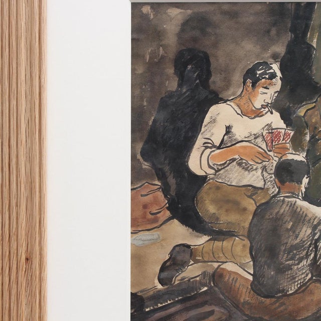 Yves Brayer, Soldiers Playing Cards, 1939, Watercolor, Framed For Sale - Image 7 of 15