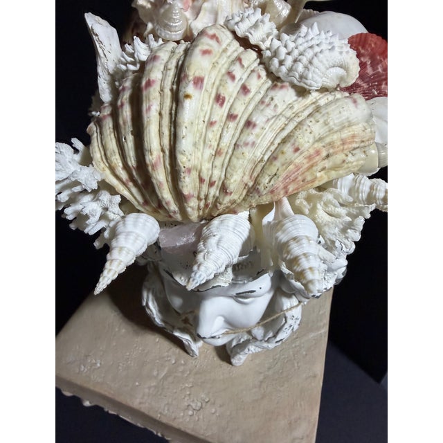 Celestial Meets the Sea, Shell Incrusted Bust-Coastal Art Sculpture For Sale - Image 14 of 14
