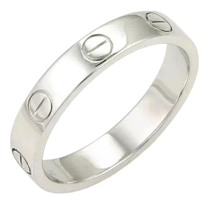 Cartier Mini Love 18k White Gold 3.5mm Band Ring W/Paper - Size 4.5