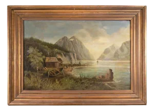 After Tom Sander, The Lake, 1989, Oil Painting, Framed