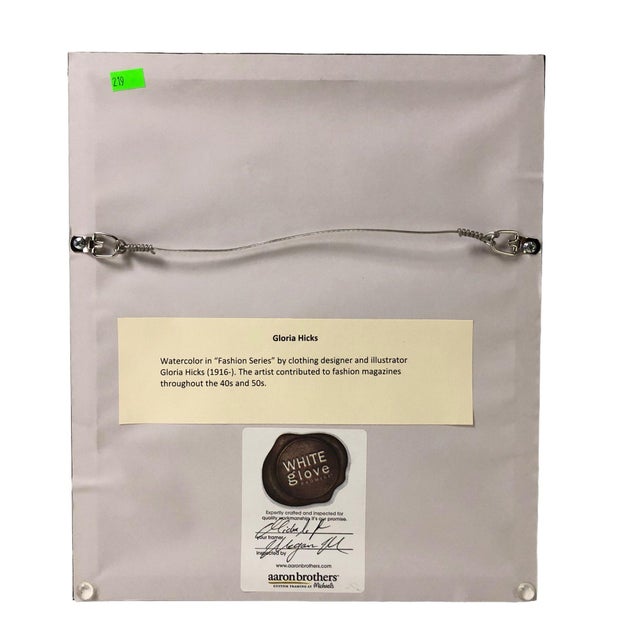 Paint 1943 Fashion Design Series Watercolor Painting, Gloria Hicks (American, 1916-) - #Sw-6w For Sale - Image 7 of 8