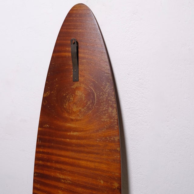 Italian Oval and Convex Teak Mirror, 1950s For Sale - Image 6 of 9