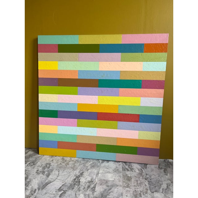 "Roman III" Abstract Geometric Color Grid, Oil Painting on Canvas by Richard Butz For Sale In Cincinnati - Image 6 of 9
