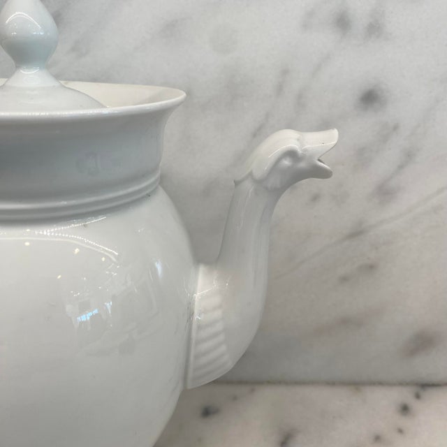 Ceramic Antique French Porcelain Coffee Pot or Tea Pot With Swan Neck For Sale - Image 7 of 14