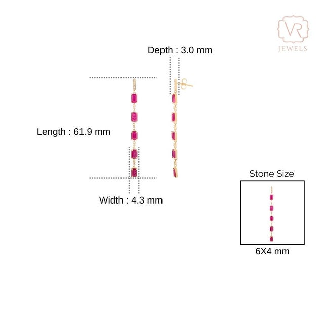 Ruby Red 7 Ct Ruby & Diamond Dangle Etruscan Revival Earrings in 14k Gold- A Pair For Sale - Image 8 of 12