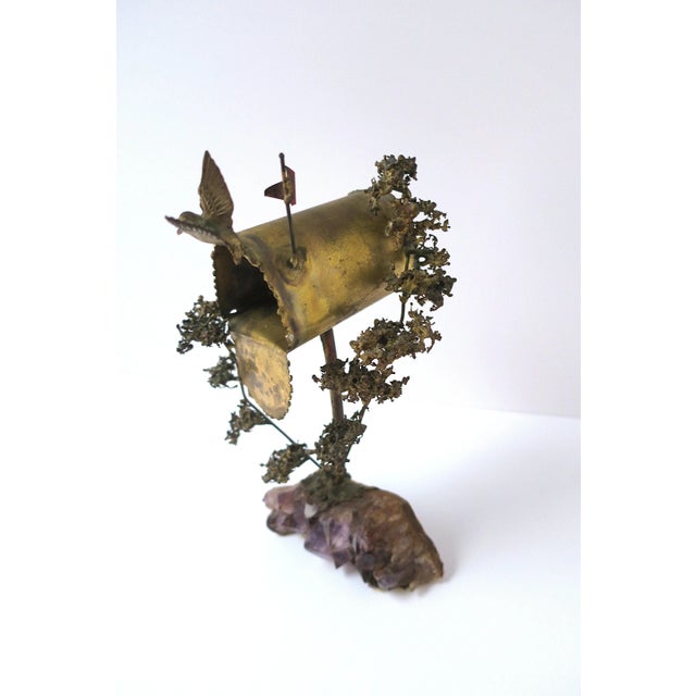 Mid 20th Century Hummingbird Brass Amethyst Sculpture After Artist Silas Seandel, Circa Mid-20th Century For Sale - Image 5 of 11