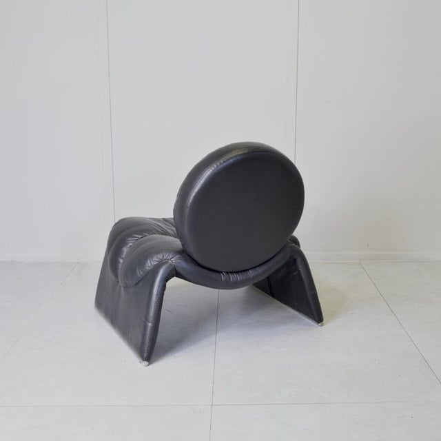 Black Calypso C35 Armchair by Vittorio Introini for Saporiti Italia, 1980s For Sale - Image 8 of 10