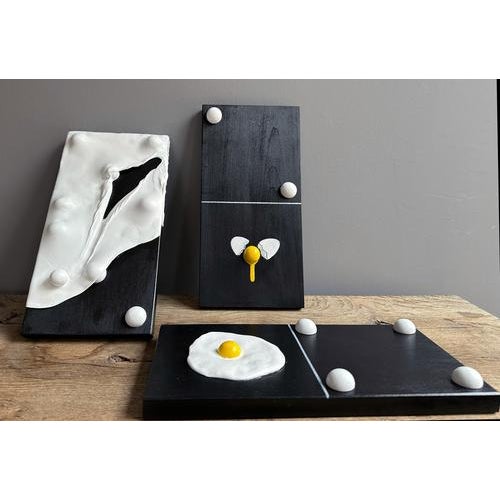 Vera Vizzi, Modular Domino Wall Sculpture with Fried Egg Motif, 2026, Foam Clay on Wood For Sale - Image 9 of 10