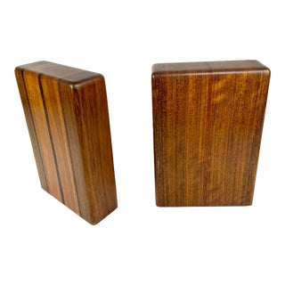 Vintage Handcrafted Signed Roberto Mid-Century Wooden Bookends - a Pair For Sale