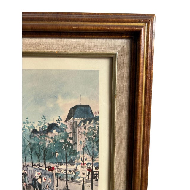 1960s Vintage Framed Watercolors of Paris Street Scenes, Set of 2 For Sale In Los Angeles - Image 6 of 11
