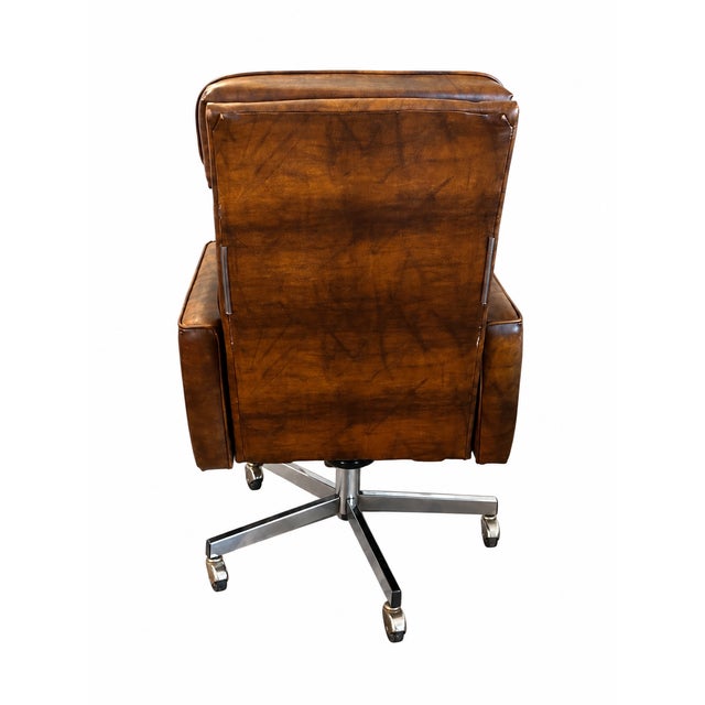 Mid-Century Modern 1970s Eck-Adams Brown Tufted High-Back Executive Office Chair For Sale - Image 3 of 17