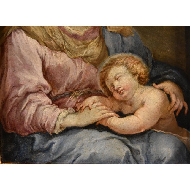 Circle of Sebastiano Conca, Madonna and Child, Oil on Copper, 1740, Framed For Sale - Image 7 of 13