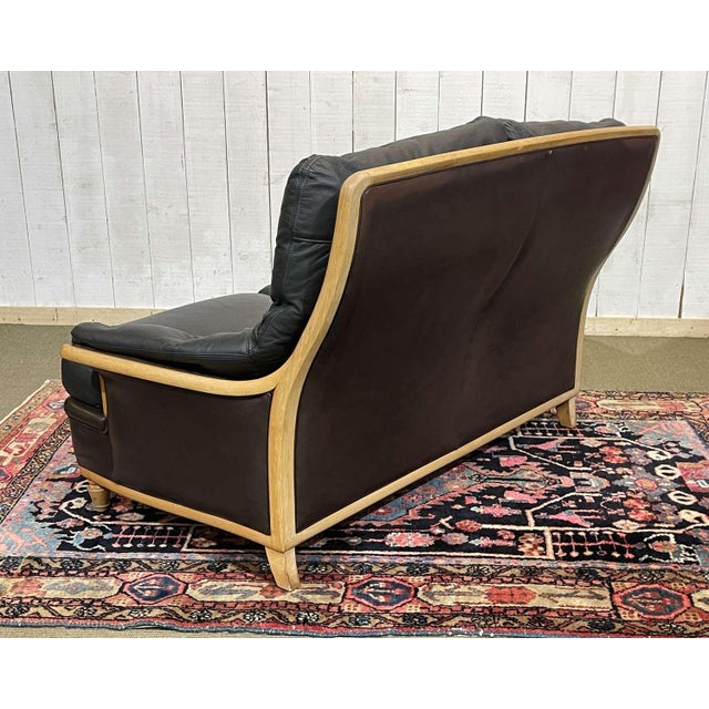 Leather and Beech Sofa, 1970s For Sale - Image 4 of 8