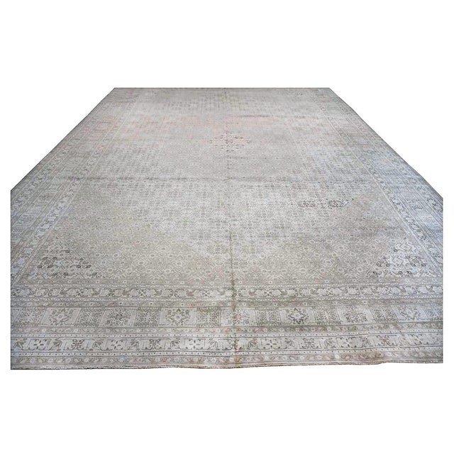 Condition: Antique Circa: 1930s Origin: Persia Design: Tabriz Actual Size: 13.1 X 18.2 Color: Tan, Gray, Ivory, Brown...