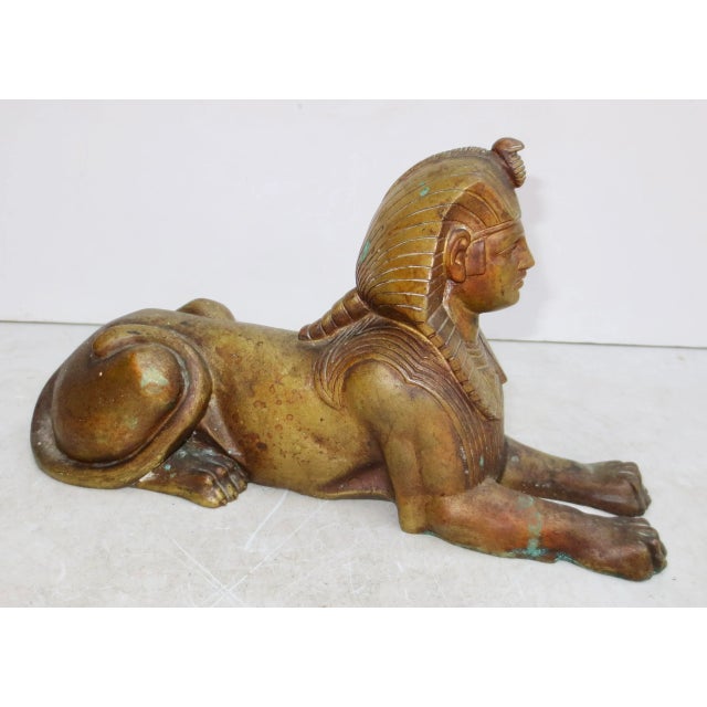 Antique French Egyptian Revival Bronze Sphinx Circa 1900 For Sale - Image 4 of 8