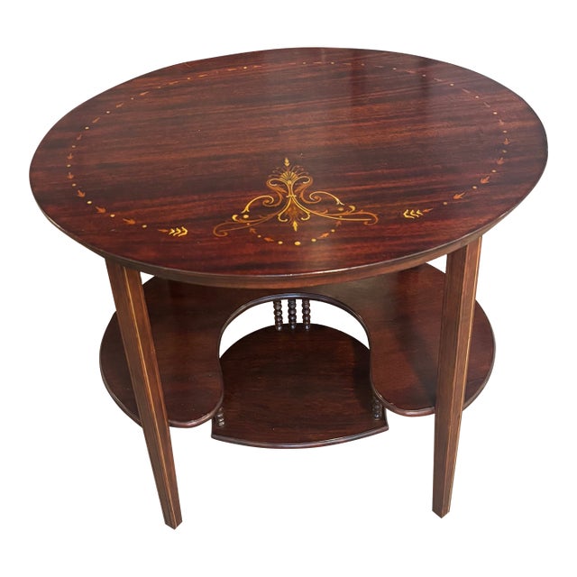 Vintage Stickley & Company Mahogany Kidney Table W/ Mother of Pearl Inlay For Sale