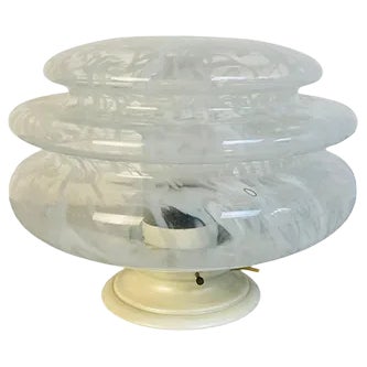 Mid-Century Italian Modern Glass Table Lamp with Abstract Decoration, 1970s For Sale