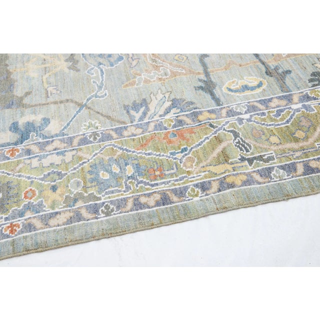 Modern Sultanabad Gray Handmade Floral Pattern Wool Rug For Sale - Image 9 of 12