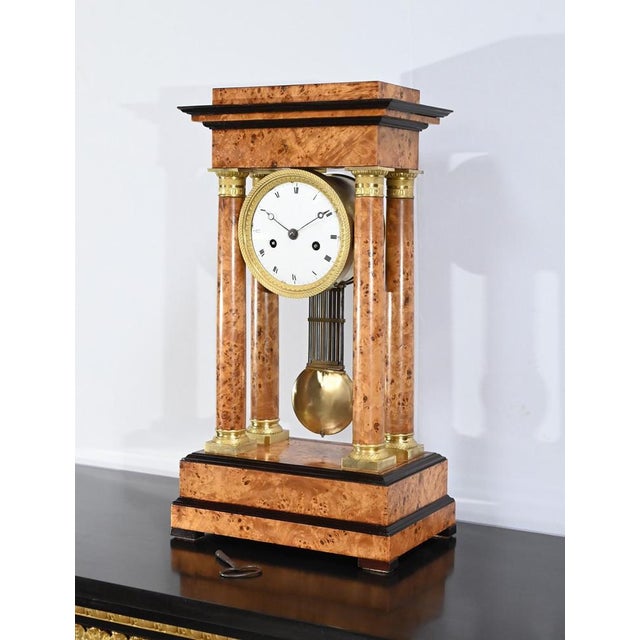 Traditional Empire Thuya Burl & Glass Clock, Early 19th Century For Sale - Image 3 of 18