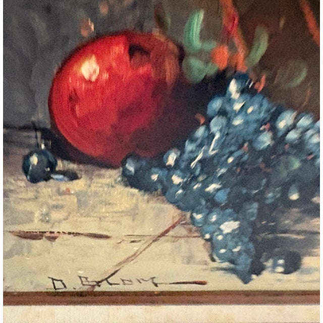 Mid-Century Modern Still Life Fruit and Platter, Impasto Oil on Canvas Signed by Artist, Framed For Sale In Palm Springs - Image 6 of 11