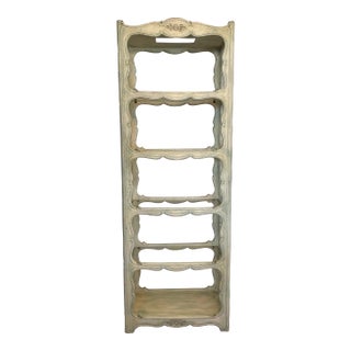 Vintage French Country Painted Carved Etagere Bookcase Shelving For Sale