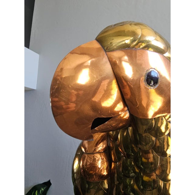 1970s Sergio Bustamante Style Brass and Copper Parrot on Stand For Sale - Image 12 of 12
