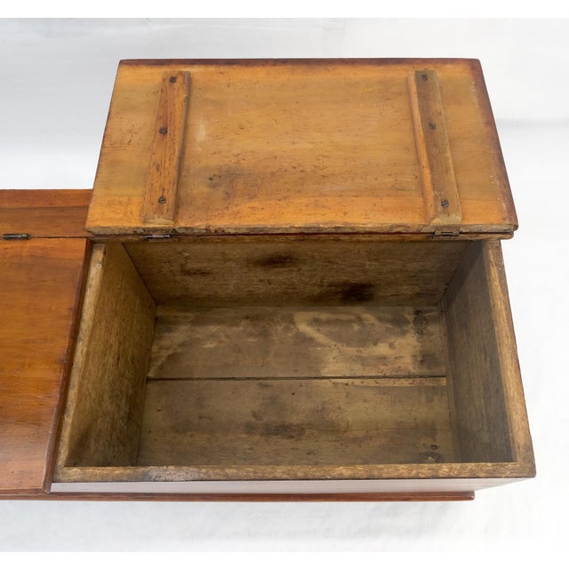 Antique c1880s Dovetail Joints Double Lid Bench Shape Hope Chest Box Storage For Sale - Image 12 of 12