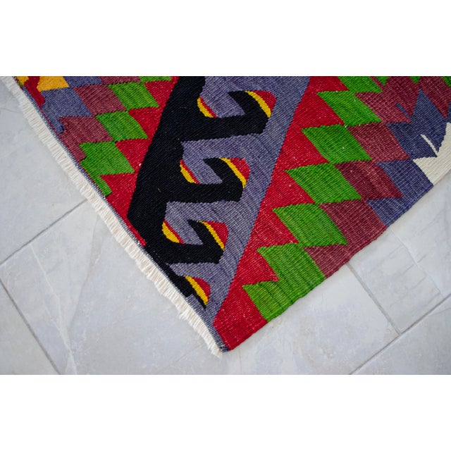 Turkish Rug Hand Woven Oushak Kilim Area Rug - 5′10″ X 10′2″ For Sale - Image 13 of 14