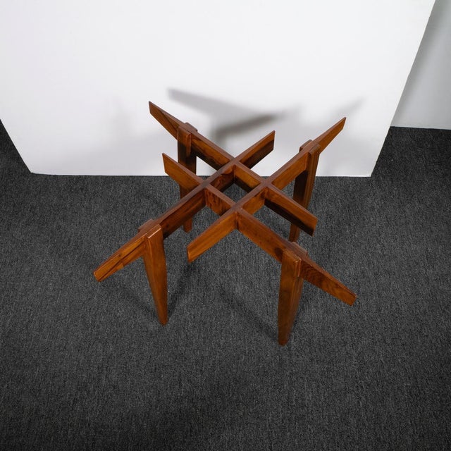 Pair of geometric motif wood side tables For Sale - Image 9 of 11