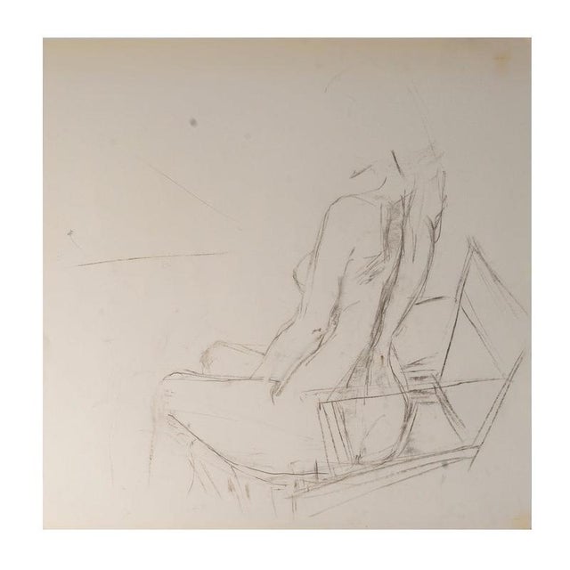 Light Yellow Unknown, Depicting a Young Woman Sitting, 20th Century, Drawing on Paper For Sale - Image 8 of 8