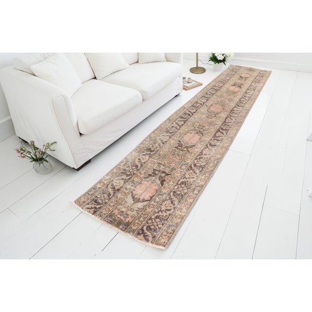 Turkish Mid 20th Century Handknotted Oushak Runner Rug For Sale - Image 3 of 10