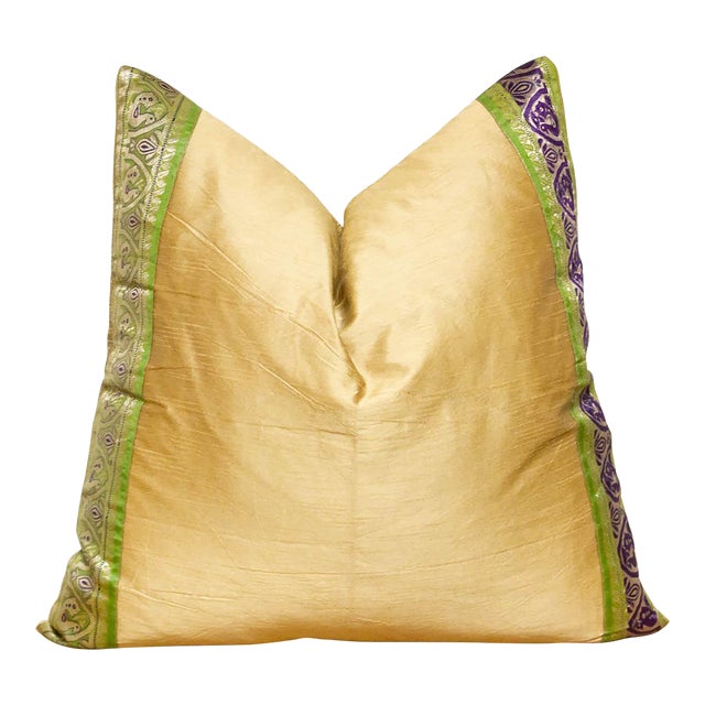 Golden Apricot Festive Silk Euro Pillow Cover For Sale