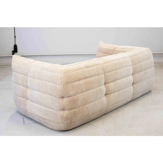 Ligne Roset Vintage Two-Seat Togo Sofa with Arms in Beige Corduroy by Michel Ducaroy for Ligne Roset, 1970s For Sale - Image 4 of 18