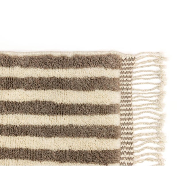 Hand-Knotted Moroccan Striped Wool Rug by Azele Studio For Sale - Image 4 of 10