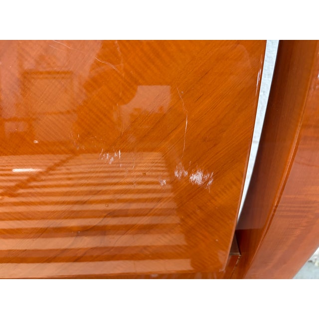 1990s 1990s Beautiful Modern Lacquered Cherry Platform Bed With Storage Headboard For Sale - Image 5 of 15