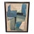 Mod-Century Modern Abstract Blue and Cream Painting For Sale