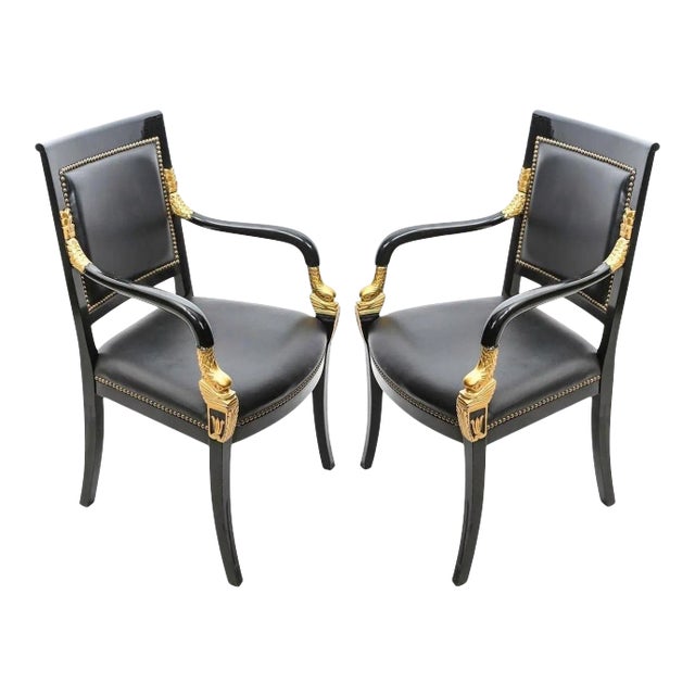19th Century French Empire Lacquered Fauteuils - A Pair For Sale