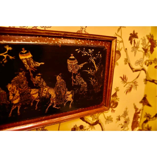 Antique Chinese Lacquered Gilt Wall Panels—A Pair For Sale - Image 4 of 7