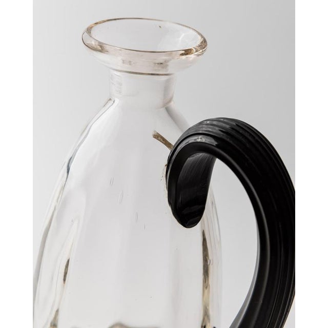 Gold Vintage Italian Clear Murano Glass Vase or Pitcher with Curved Handle, 1930s For Sale - Image 8 of 11