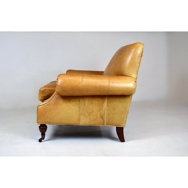 Pottery Barn Brooklyn Leather Armchair on Casters For Sale - Image 10 of 12