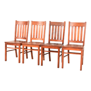 Limbert Style Antique Mission Oak Arts & Crafts Dining Chairs, Set of Four
