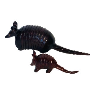 Vintage Wood Carved Armadillo Figurines For Sale