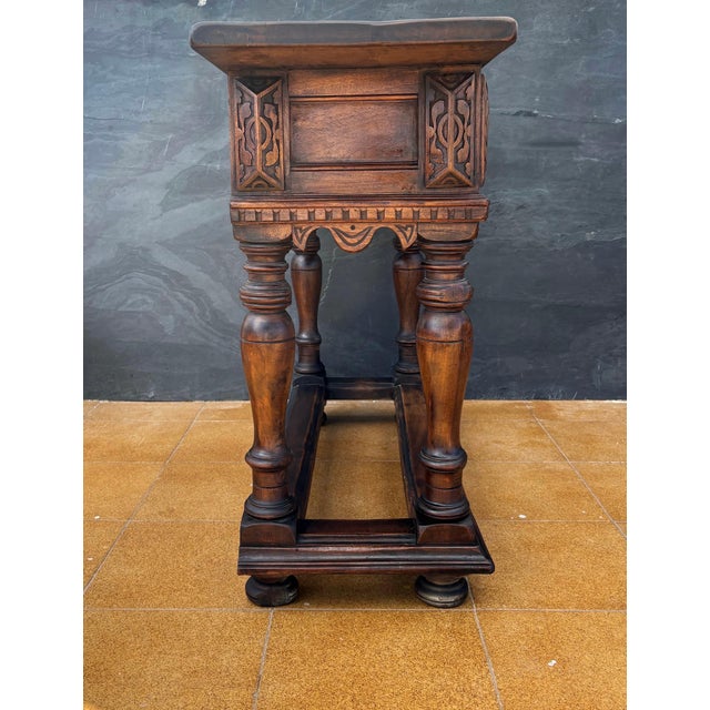 Spanish Renaissance Oak Console with Two Carved Drawers, 1890s For Sale - Image 6 of 9