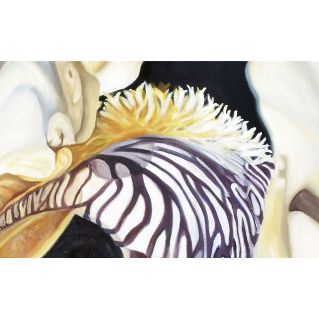 2000s "Zebra Iris" Large Gallery Wrapped Oil Painting by Judith Moore For Sale - Image 4 of 9
