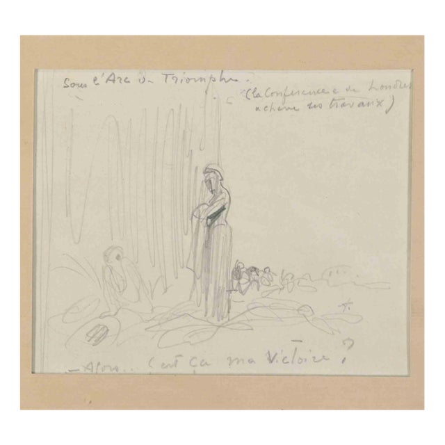 Jean-Luis Forain, Sous l'Arc de Triomphe, Pencil Drawing, Late 19th Century For Sale