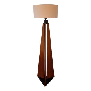 Vintage Art Deco Floor Lamp in Oak, 1930s For Sale